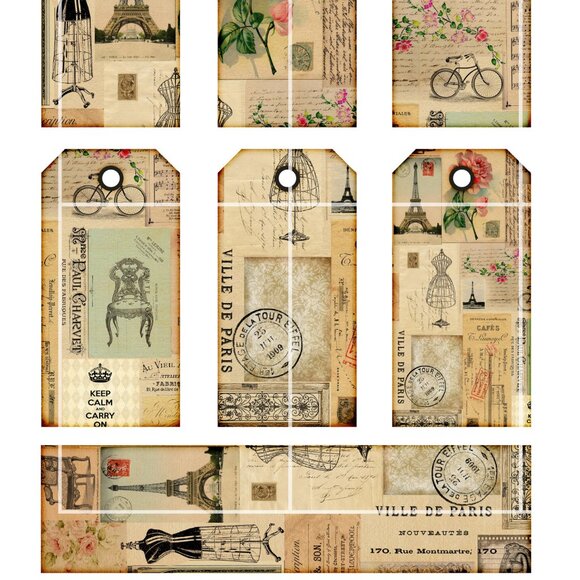 VTG Ephemera Tags & Bookmark Card Toppers Supply Scrapbook Junk Journal Crafts - Picture 2 of 2